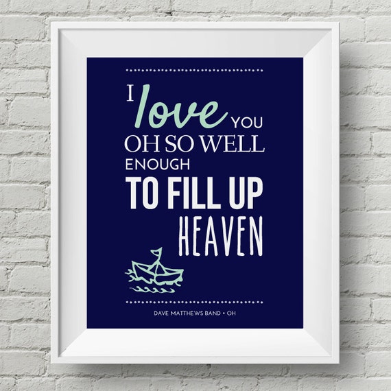 PRINTABLE DIGITAL FILE Dave Matthews Band Oh Lyrics by lucky7press