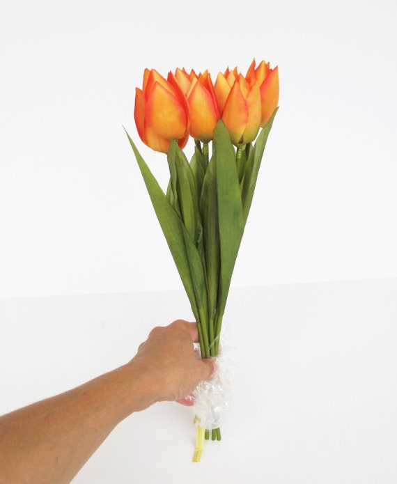 7 Orange Tulips Artificial Flowers Silk Tulip Silk Flower