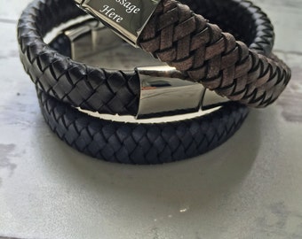 VALENTINES GIFT Men's Personalized Leather Bracelet - Personalized Leather Bracelet - Gift For Him -