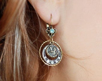 Zodiac Earrings, Zodiac Jewelry, Astrology Jewelry, Birthday Earrings, Birthday Gift, Zodiac Sign, Horoscope Jewelry, Astrological E1241