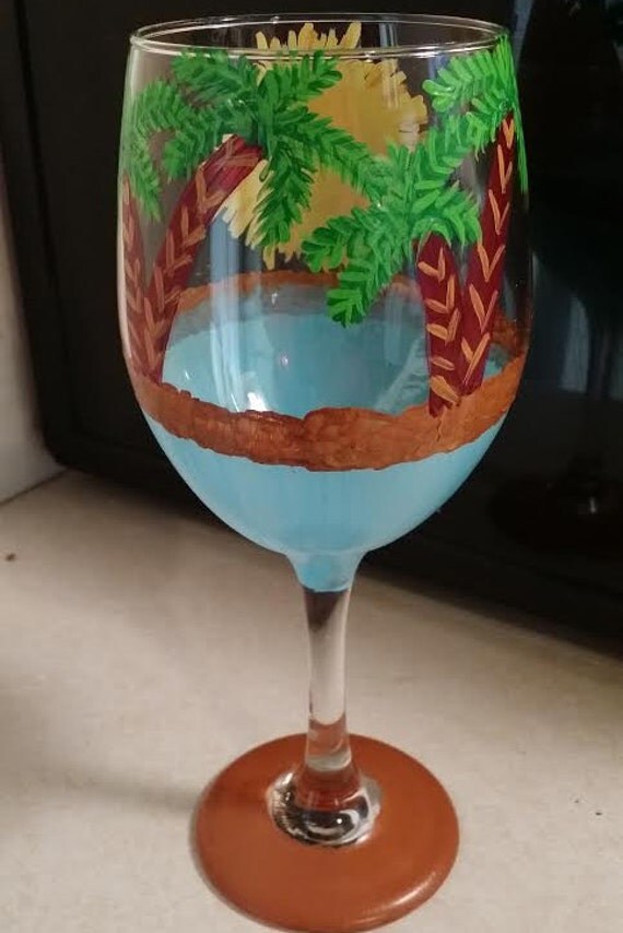 Tropical Beach Wine Glass