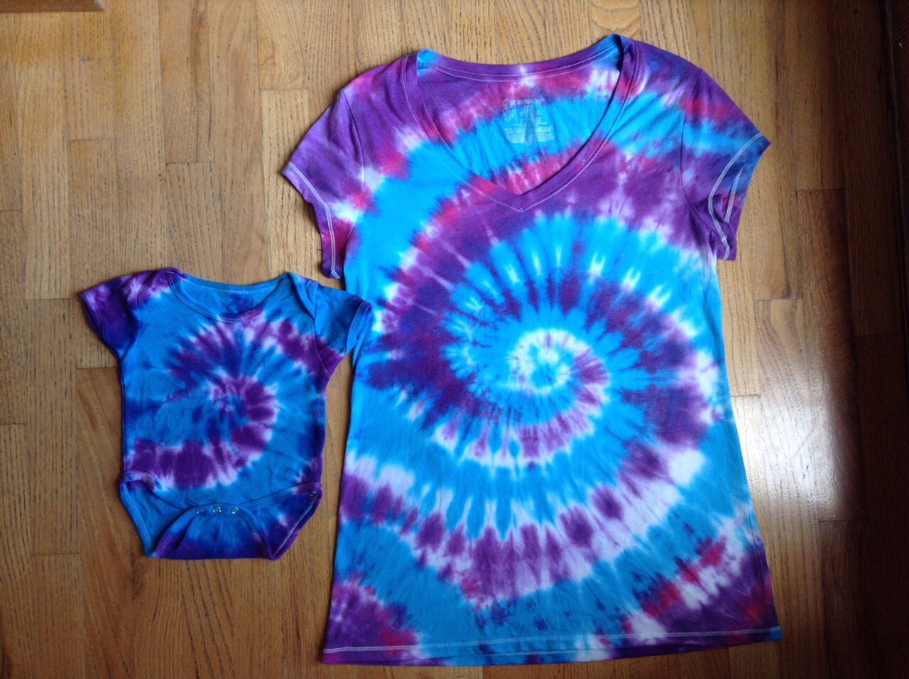 Blue And Purple Tie Dye Matching Set