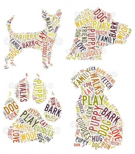 Dog word cloud art print puppy word art typography picture pet gifts ...