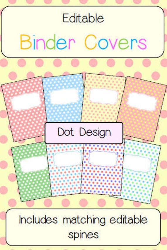 Binder Covers with spines Editable Dot themed