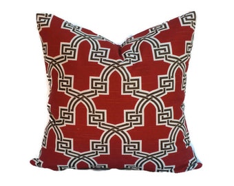 Decorative Pillow, Accent Pillow, 20x20 Pillow Cover, 14x20 Lumbar Pillow, 18x18 20x20 22x22, Throw Pillow, Pillow Covers, Red White Brown