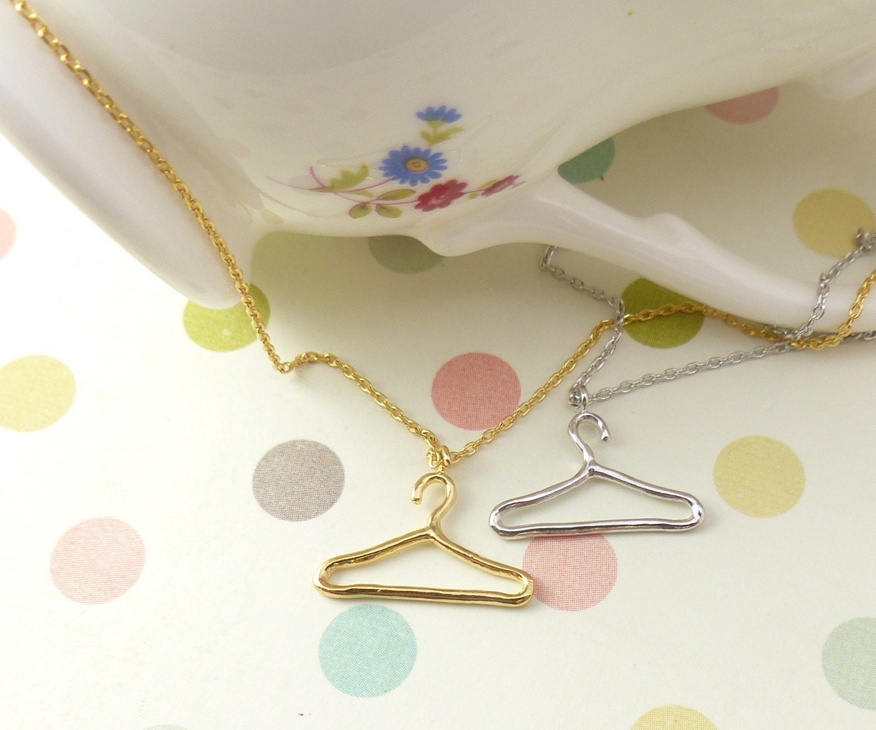 Gold Hanger necklaceTiny clothes hanger necklace small