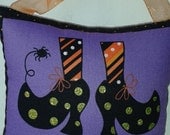 Halloween Fabric Panel Witch Shoes Pillow or Door Hanger