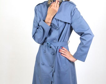Blue vintage coat, trench coat, women overcoat, blazer, outwear, spring coat, S/M, 36, raincoat