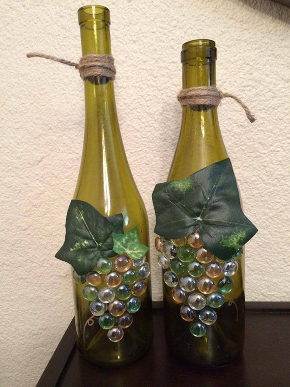 Wine Bottle Decor Wine Bottle Art Grape Wine Bottle Set