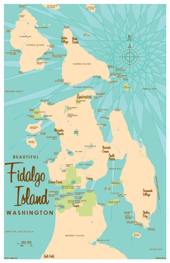Fidalgo Island WA Map Print