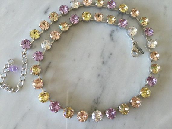 Swarovski Pastels Crystal Necklace, Violet Crystal Necklace, Swarovski Crystal Collar Necklace