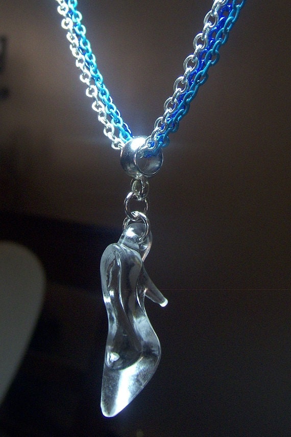 Cinderella Glass Slipper Necklace 18 TriColor by FunkyQuarters