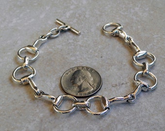 Lovely Medium Equestrian Sterling Silver Horse Snaffle Bit Bracelet