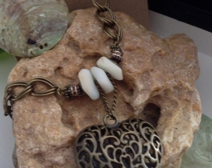 Antique Heart & Glass Necklace