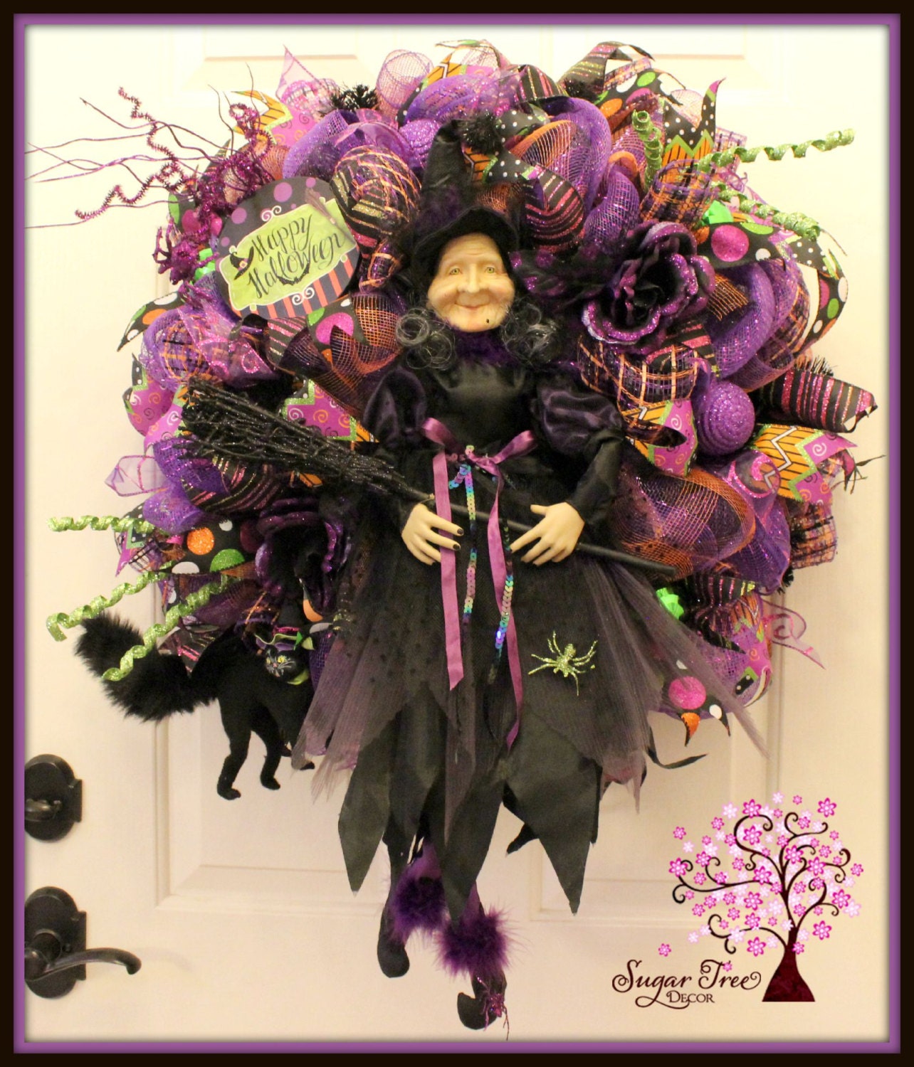 Witch Wreath Halloween Wreath Halloween Witch by SugarTreeDecor