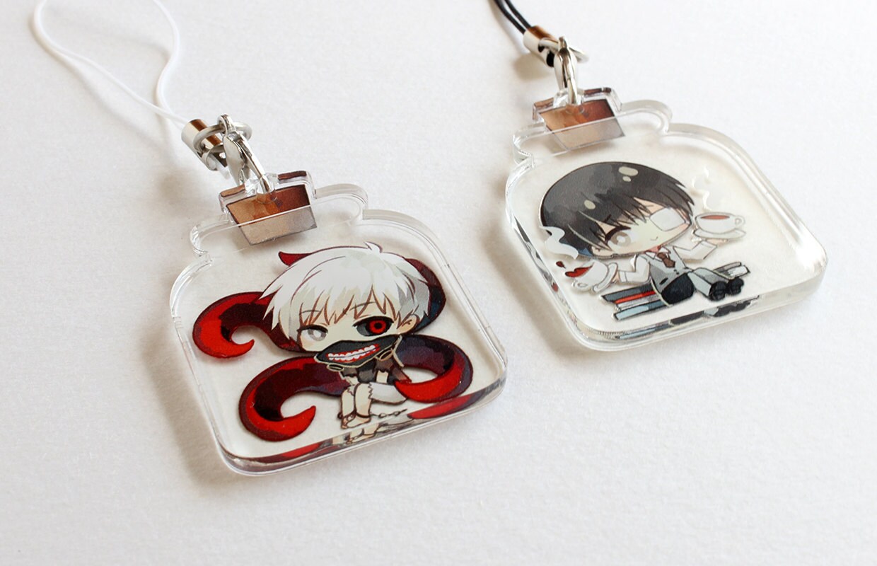 HandDrawn Double Sided Front & Back Anime Acrylic Charms with