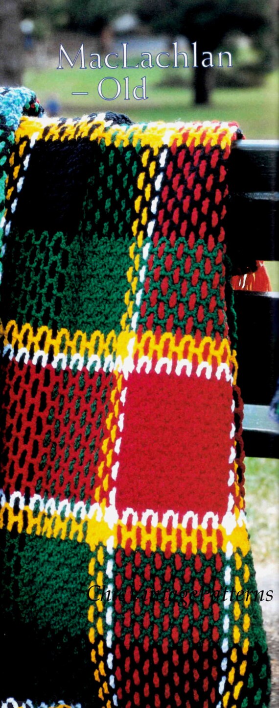 Items similar to Tartan Afghan Pattern .. Crochet Rug .. MacLachlan Old