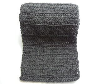 Gray wool scarf, mens wool scarf, dark gray scarf, warm wool scarf, gray mens scarf, grey mens scarf, crochet scarf, natural fibers scarf