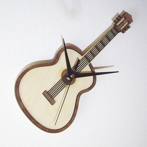 Wooden wall clock GUITAR