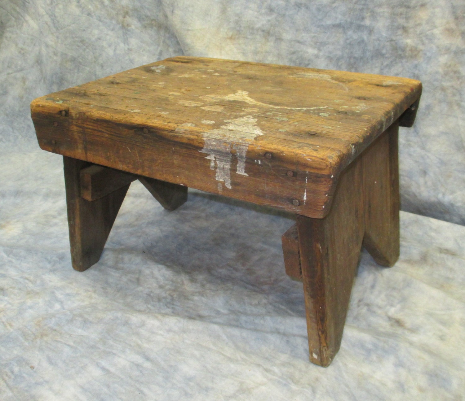 Primitive Step Stool Stand Wash Bench Wooden Childs Bathroom Kitchen ...