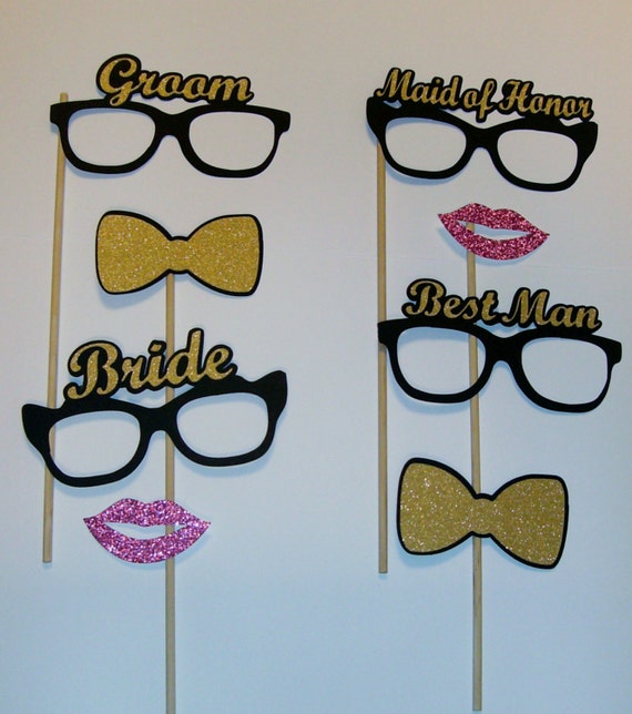 Photo Booth Props Bride and Groom Best Man Maid of Honor