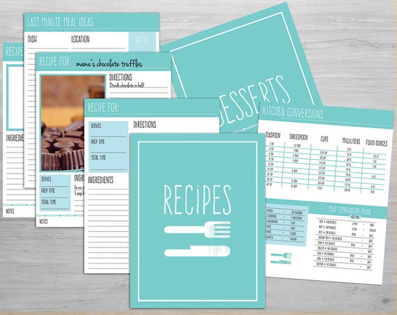 Printable Recipe Organizer | printable recipe binder organizer over 30 by canarypaperie Printable Recipe Organizer | printable recipe binder organizer over 30 by canarypaperie