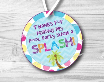 INSTANT DOWNLOAD Pool Party Favor Tag Printable 2.5 inch Favor Tags - Pool Party Favor Tags - Pool Party Tags - Printable Pool Party