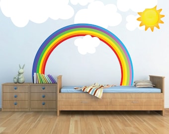 Rainbow Wall Decal Kids Bedroom Rainbows, Rainbow Wall Art, Nursery Rainbow Design, Kids' Room Rainbow Wall Mural Decal, Rainbow, n67