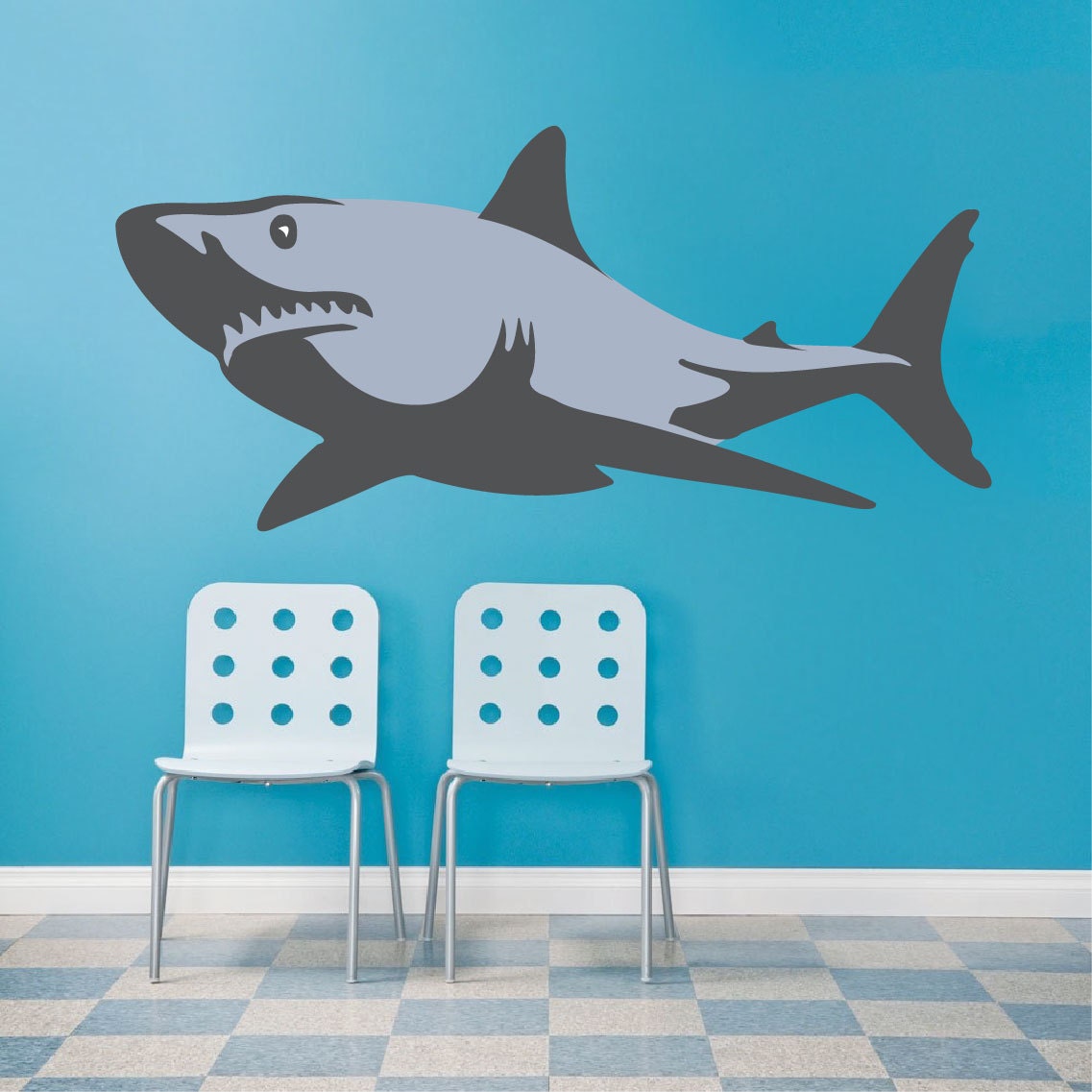 Shark Wall Decal Mural Great White Shark Bathroom Decal