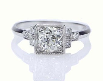 Items similar to Vintage Art Deco Engagement Ring Diamond CZ Designer