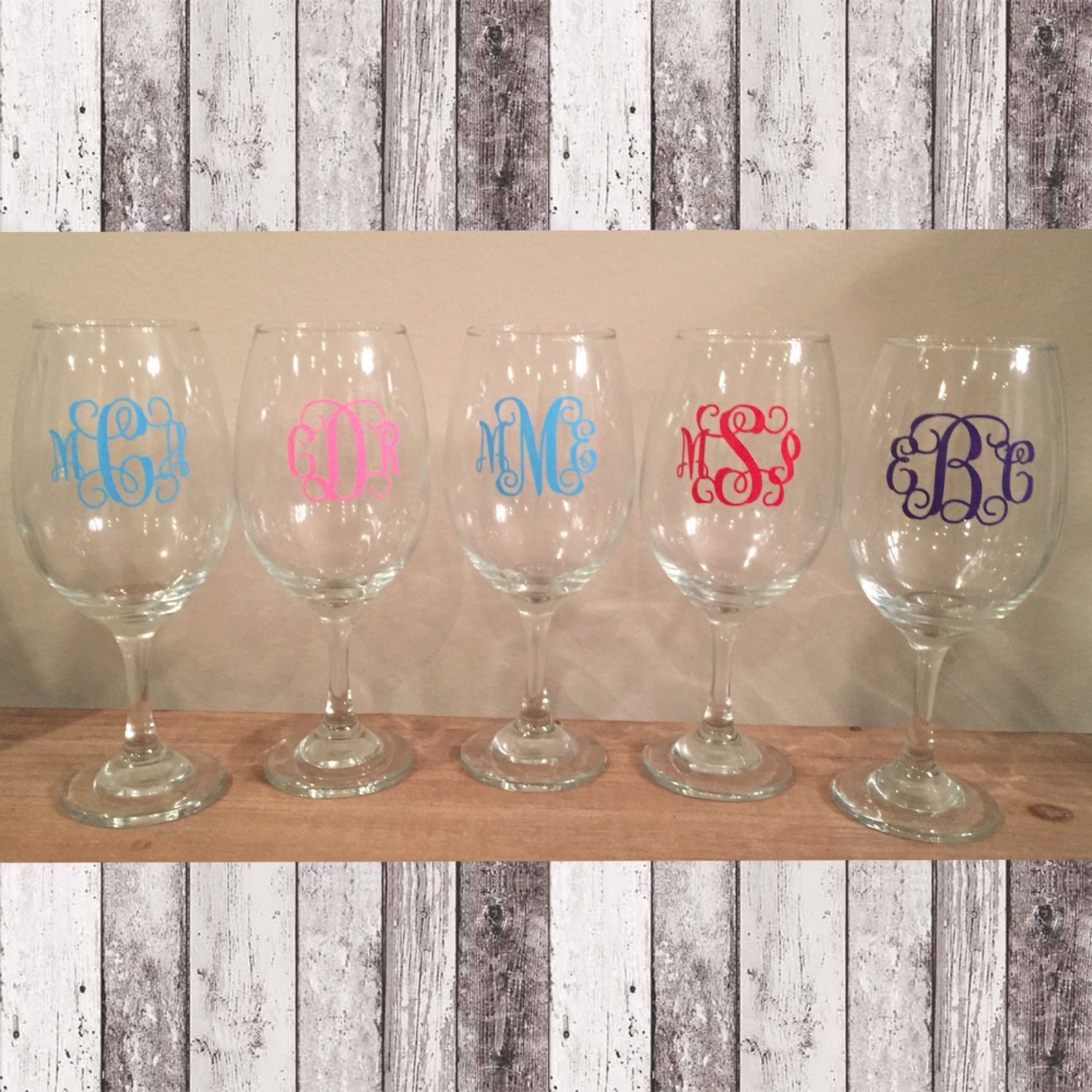 Monogram Wine Glasses by CurlyGirlMonograms on Etsy