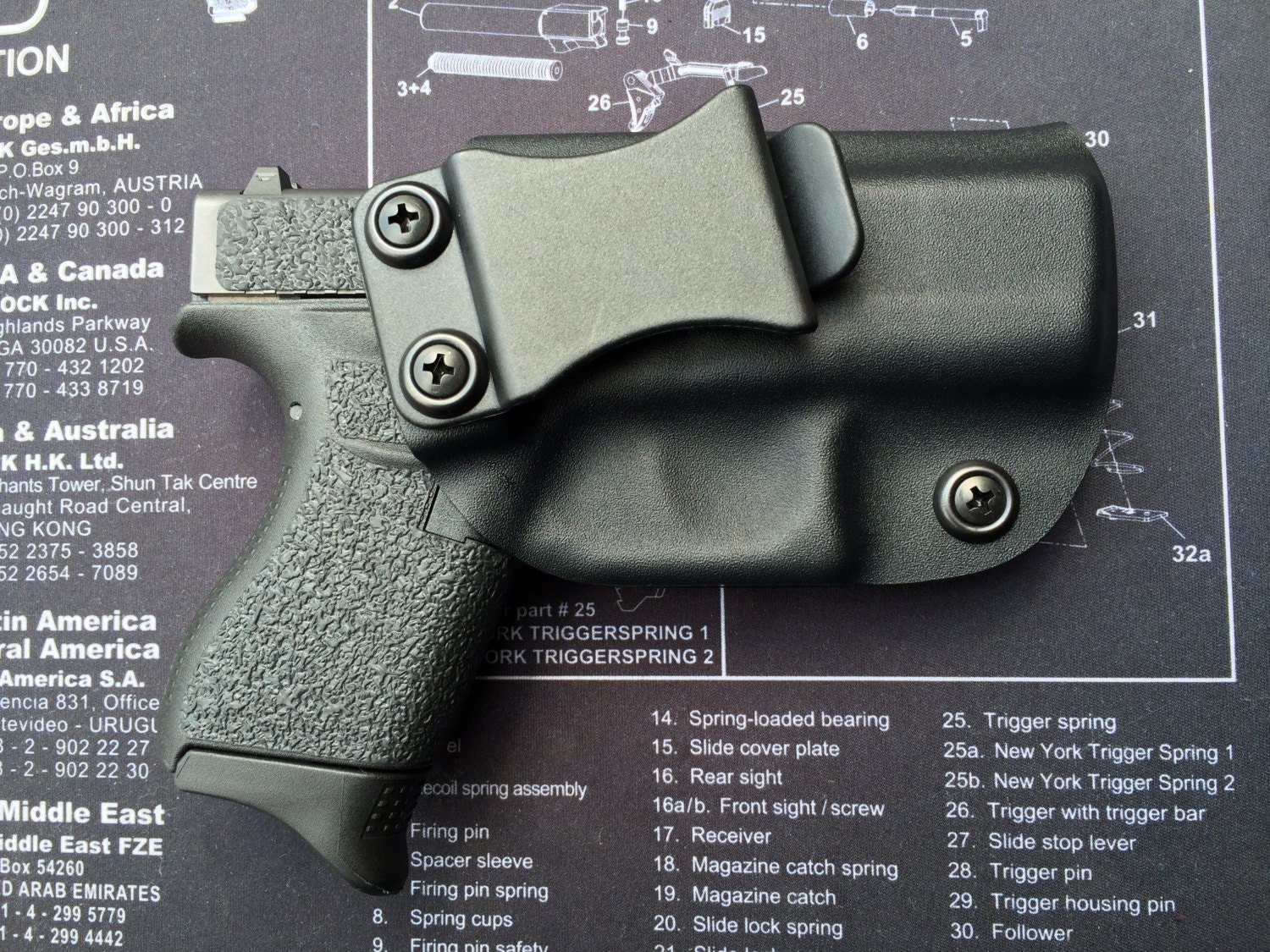 Glock 42 .380 Custom Holster BLACK / IWB / Concealed Carry