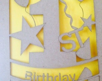 1st Birthday cards, personalised birthday keepsake,laser cut