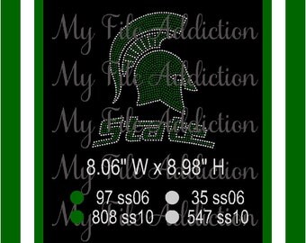Instant Download Rhinestone SVG EPS Design File Michigan State Spartan