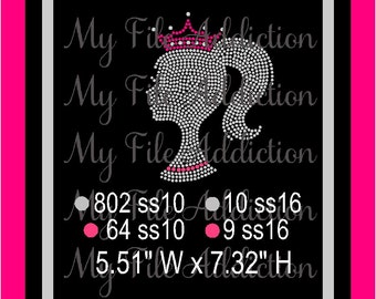 Instant Download Rhinestone SVG EPS Design File Barbie Doll Silhouette