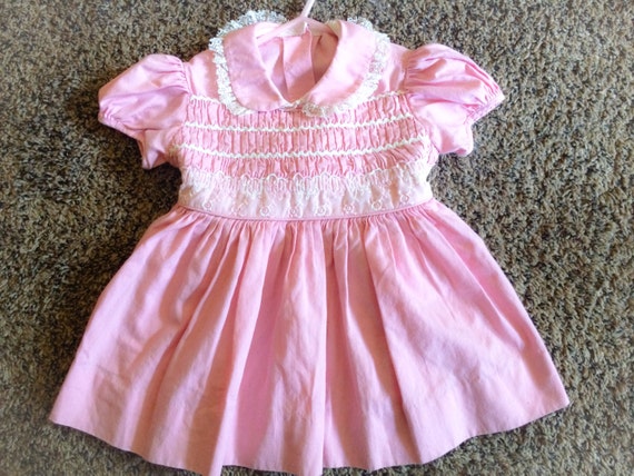 Vintage 1960's Little Girls Baby Pink Dress with by GinchiestGoods