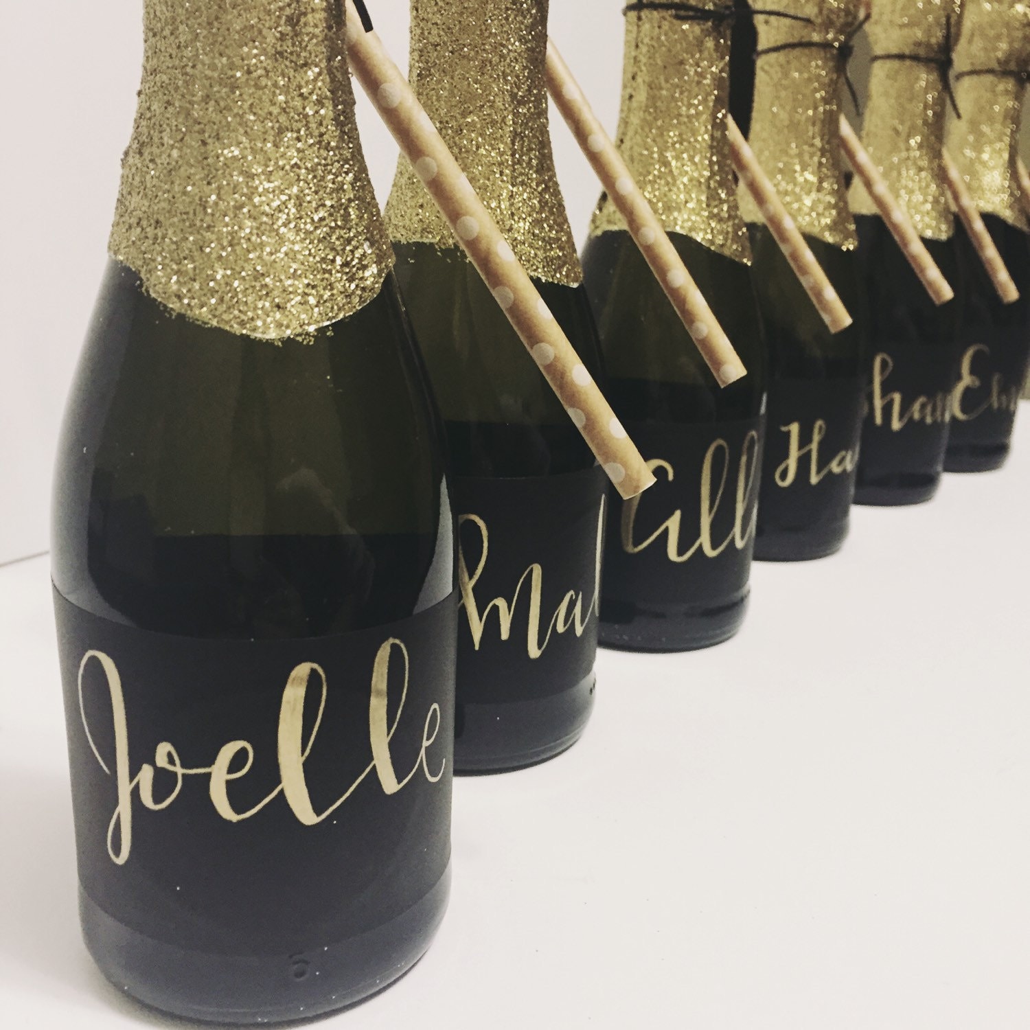 Customizable mini champagne bottle Labels by PrettySugarPaperie