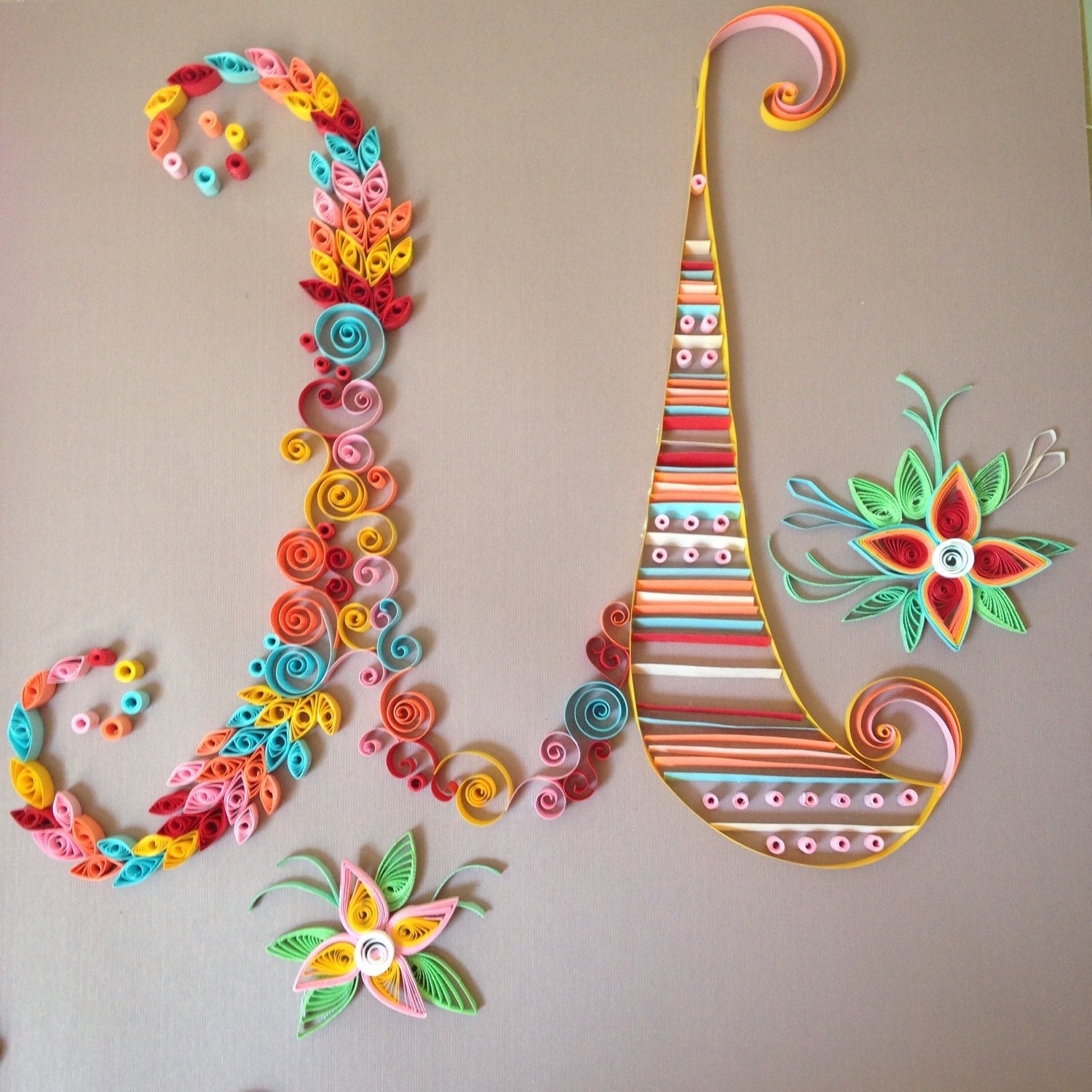 Handmade Quilled Paper Letters Monograms Art