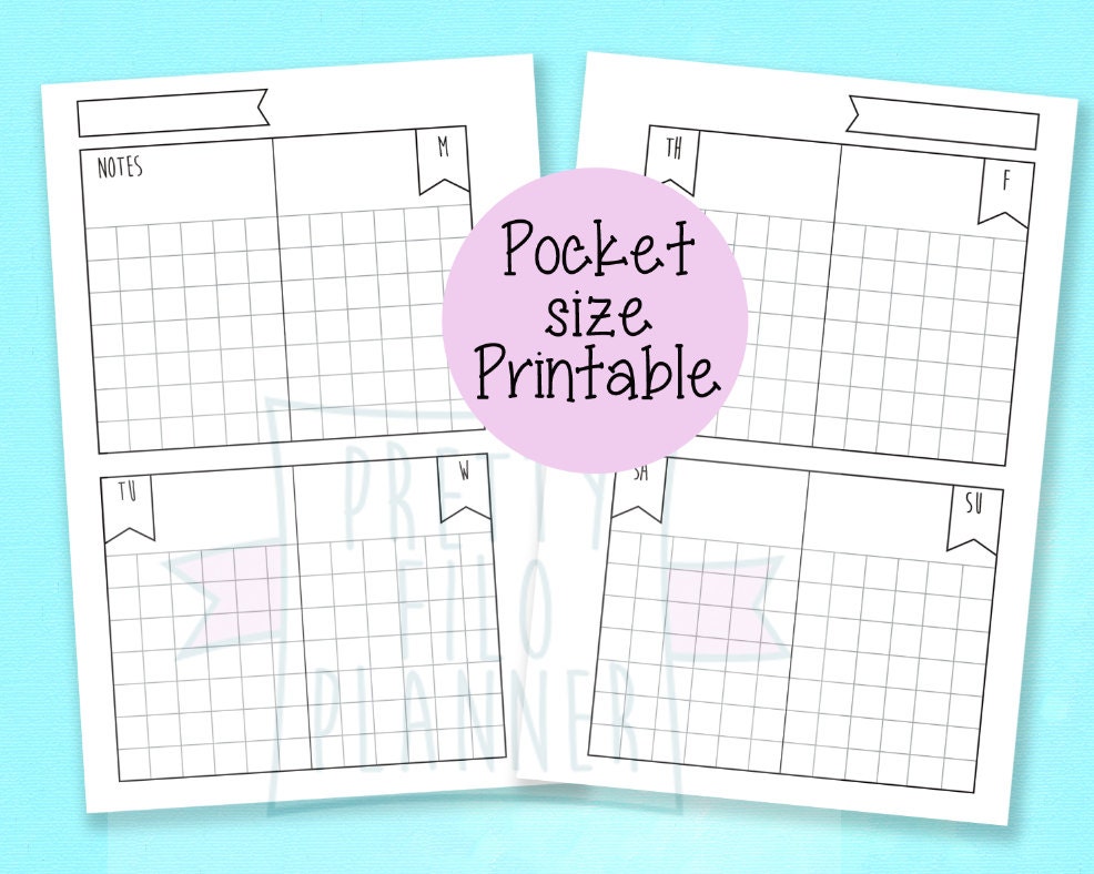 Undated Printable Planner Insert Pocket Size wo2p