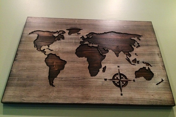 Carved Wooden World Map Wood Wall Art World Map Home Decor