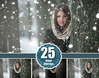25 snow Photo Overlays, Snowscapes Backdrops, Realistic Snowflakes, Winter Wonderland Photo, Freezelight effect, Christmas Sessions jpg file