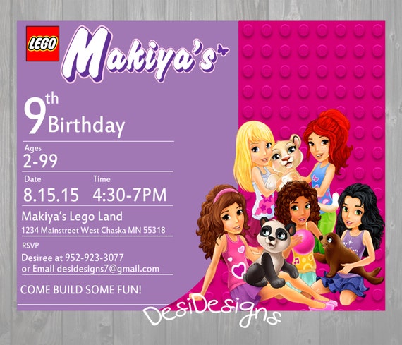 Lego Friends Party Invitations 1