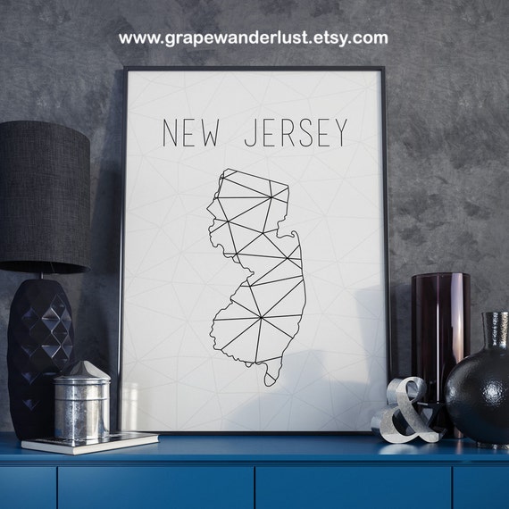 New Jersey wall art New Jersey map New Jersey art New Jersey