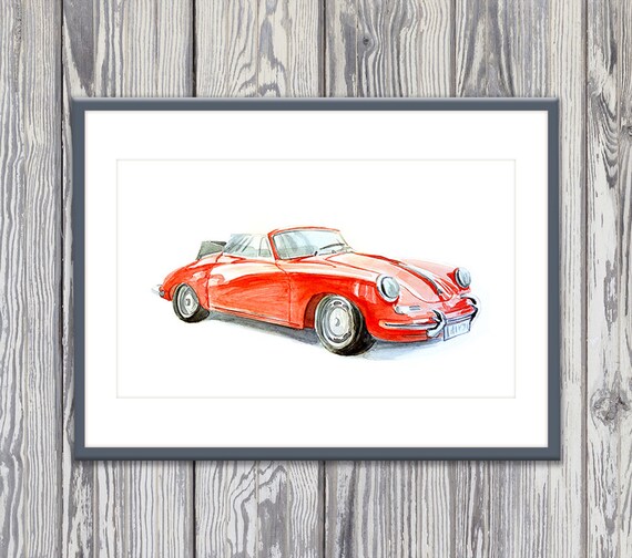Printable Car Wall Art | retro car watercolor vintage retro car print poster Printable Car Wall Art | retro car watercolor vintage retro car print poster