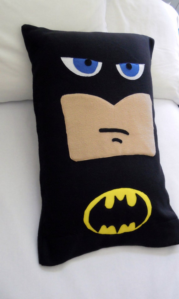 Batman Fleece Pillow Case DC Comics by PatternsOfWhimsy on Etsy