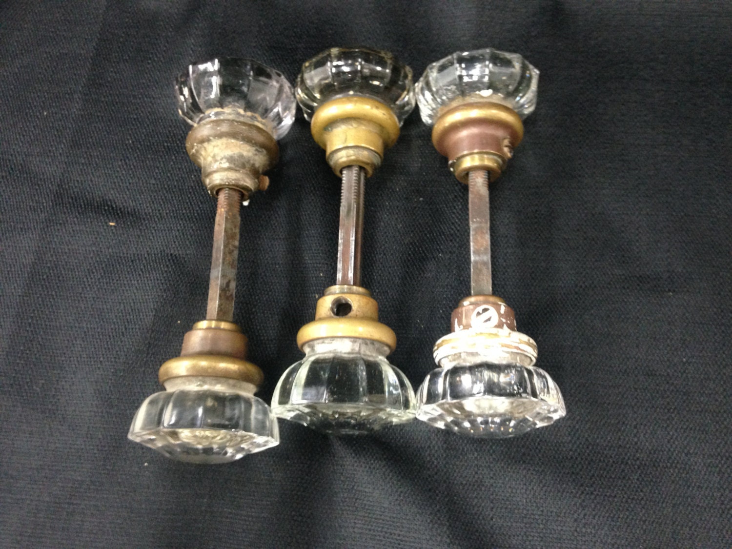 Antique Crystal Door Knob Set One set one door
