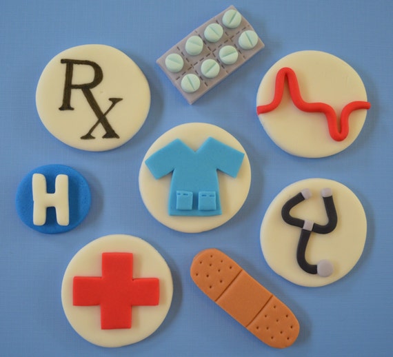 12 Medical Cupcake ToppersFondant