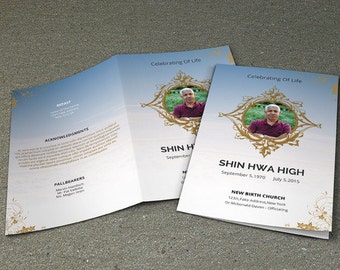 Elegant Funeral Program Template , Memorial Program, Instant Download - PSD and MS Word Template--Fp-005