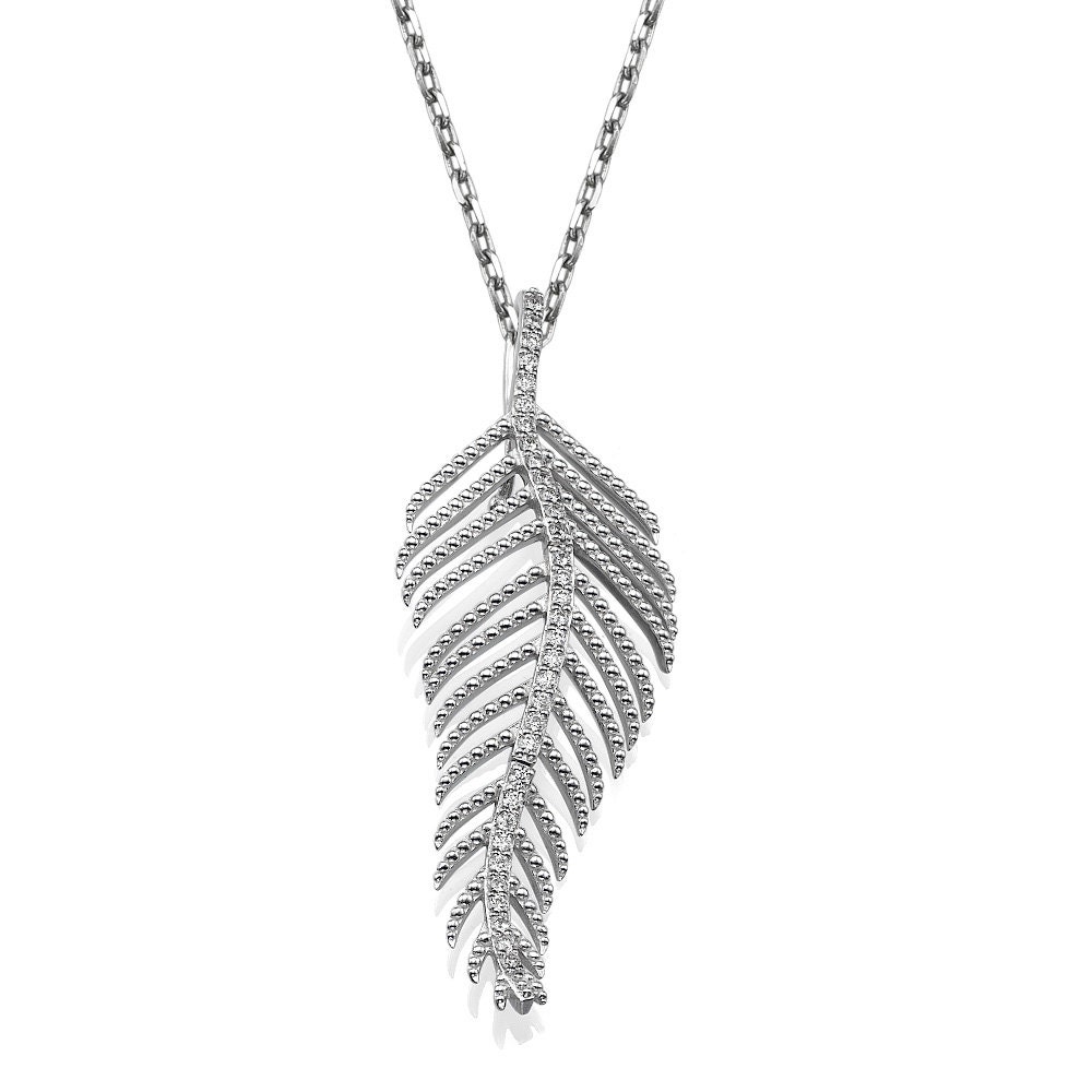 Diamond Feather White gold Necklace