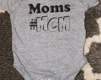 Moms #MCM Funny Baby Bodysuit, Newborn Bodysuit, Baby Announcement, Funny Baby Shower Gift, Newborn Announcement